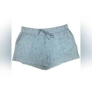 New York & Co Women's Gray 2-Pocket Drawstring Minimalist Linen Blend Shorts, M
